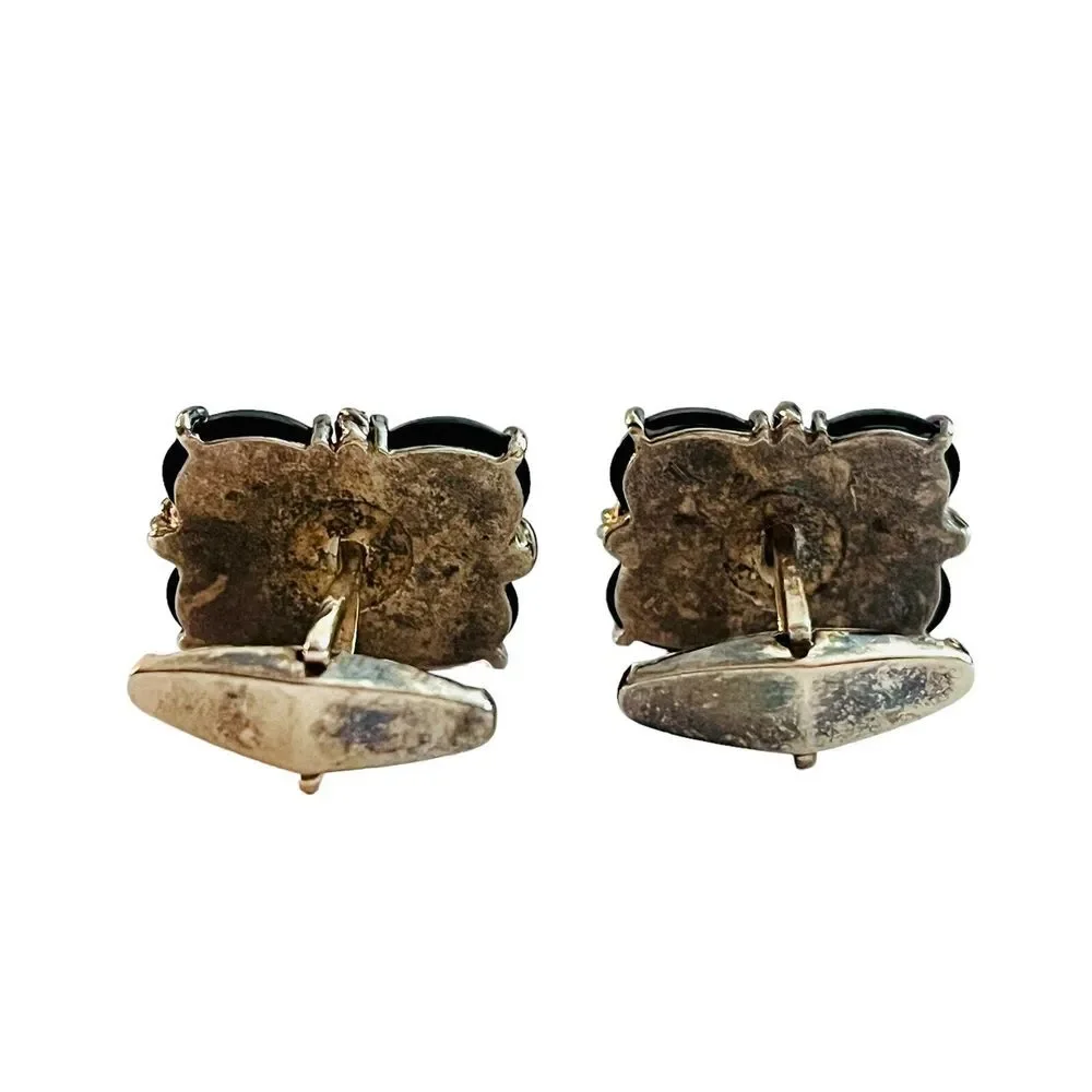 Vintage DaVinci‎ Sterling Silver Onyx Cufflinks